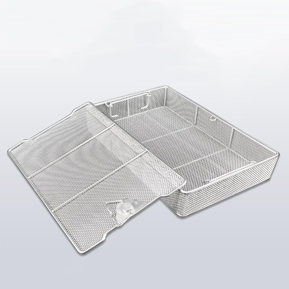 Vassoio di sterilizzazione con coperchio, cestini perforati in rete per strumenti medici chirurgici dentali, rete 2 mm/3 mm, dimensioni 35 x 25 x 7 cm