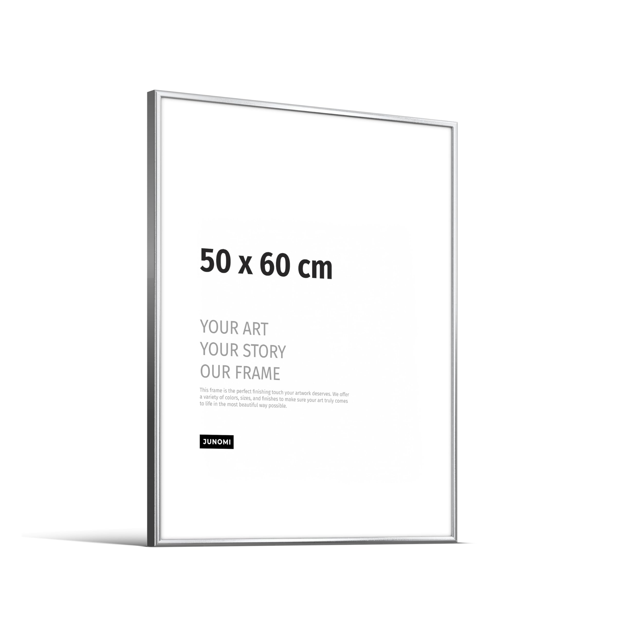 JUNOMI® 50x60 cm Picture Frame, Aluminium Gloss Silver, Modern Poster Frame — image 1