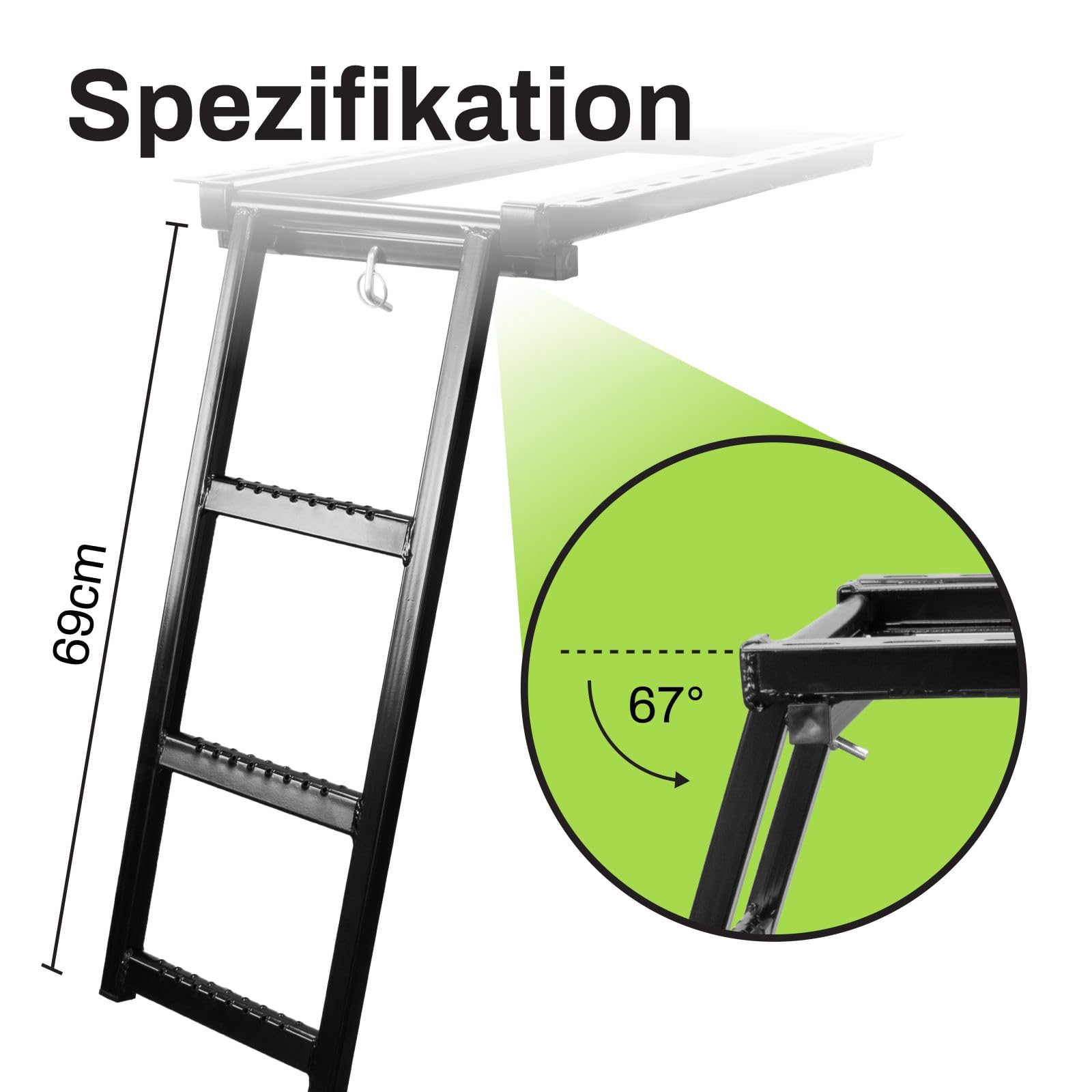Escalera de ascenso para camiones extensible de 3 niveles, escalera de entrada, escalera plegable, color negro, escalera para camiones, plataforma de carga