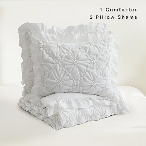 Miniatura 3 de BEDAZZLED Juego de edredón tamaño Queen, 3 piezas de cama en una bolsa, exquisito edredón plisado, ropa de cama bohemia alternativa al plumón con