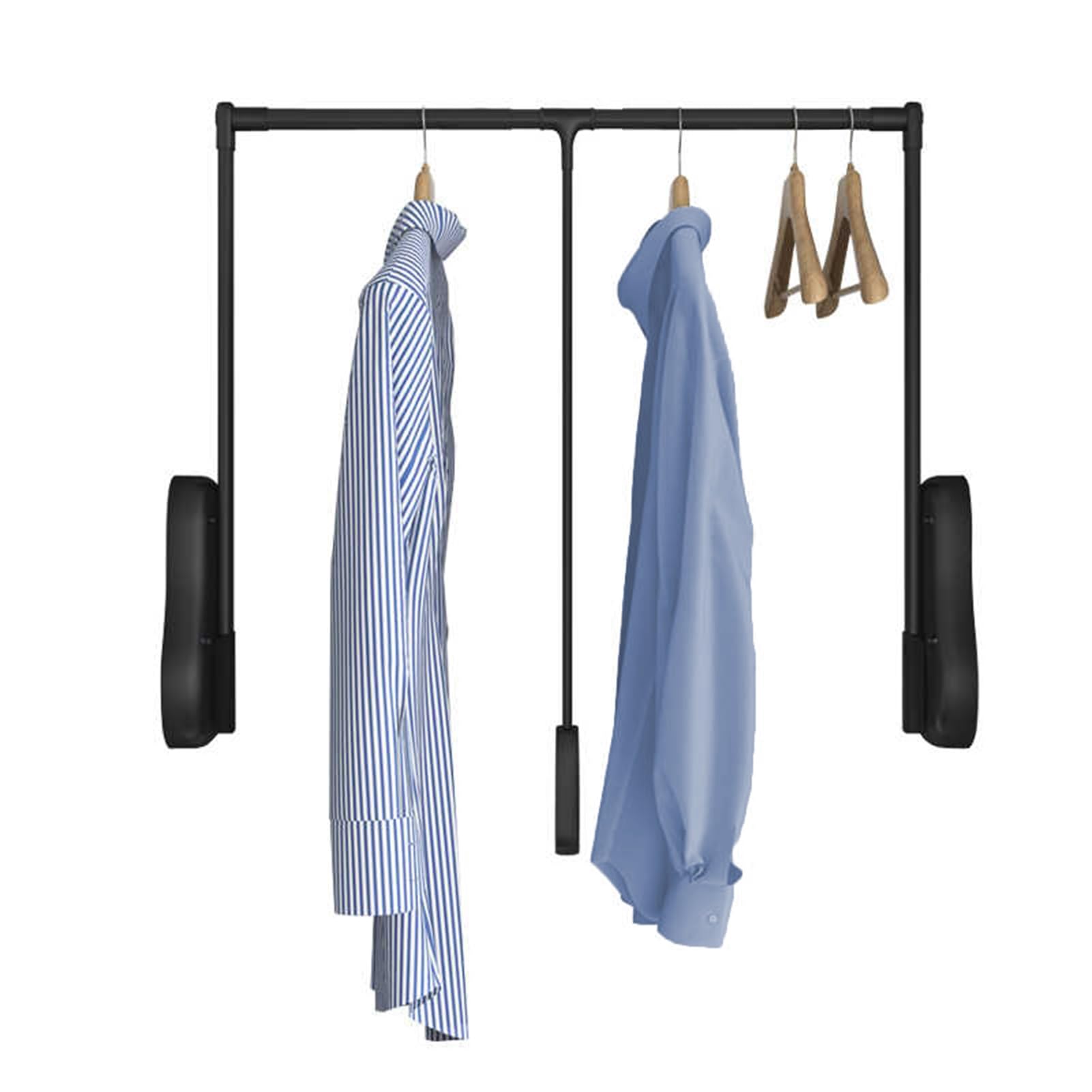 HTTGDGDH Heavy Duty Pull Down Closet Rod, 100 Lbs Capacity, Adjustable For Cabinets 20.08-45.28 Inch, Space-Saving Closet Organizer, Black, Easy Installation,Black-850-1150mm