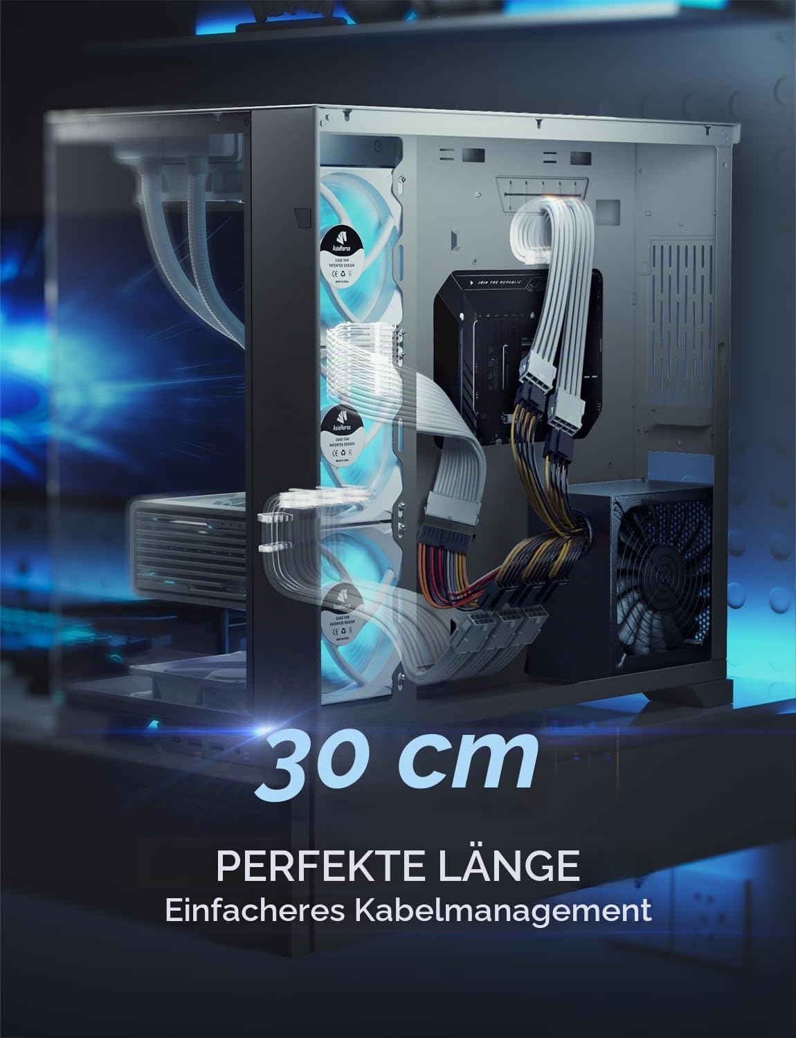 AsiaHorse Aktualisierung 16AWG PC-Netzteil Verlängerungskabel, Sleeved Cable Kit für PC/GPU/CPU, PSU Kabelverlängerung, Extensions Kabel mit Kabelkämmen,24PIN/(6+2) PIN/(4+4) PIN, 30CM, Snow Weiß