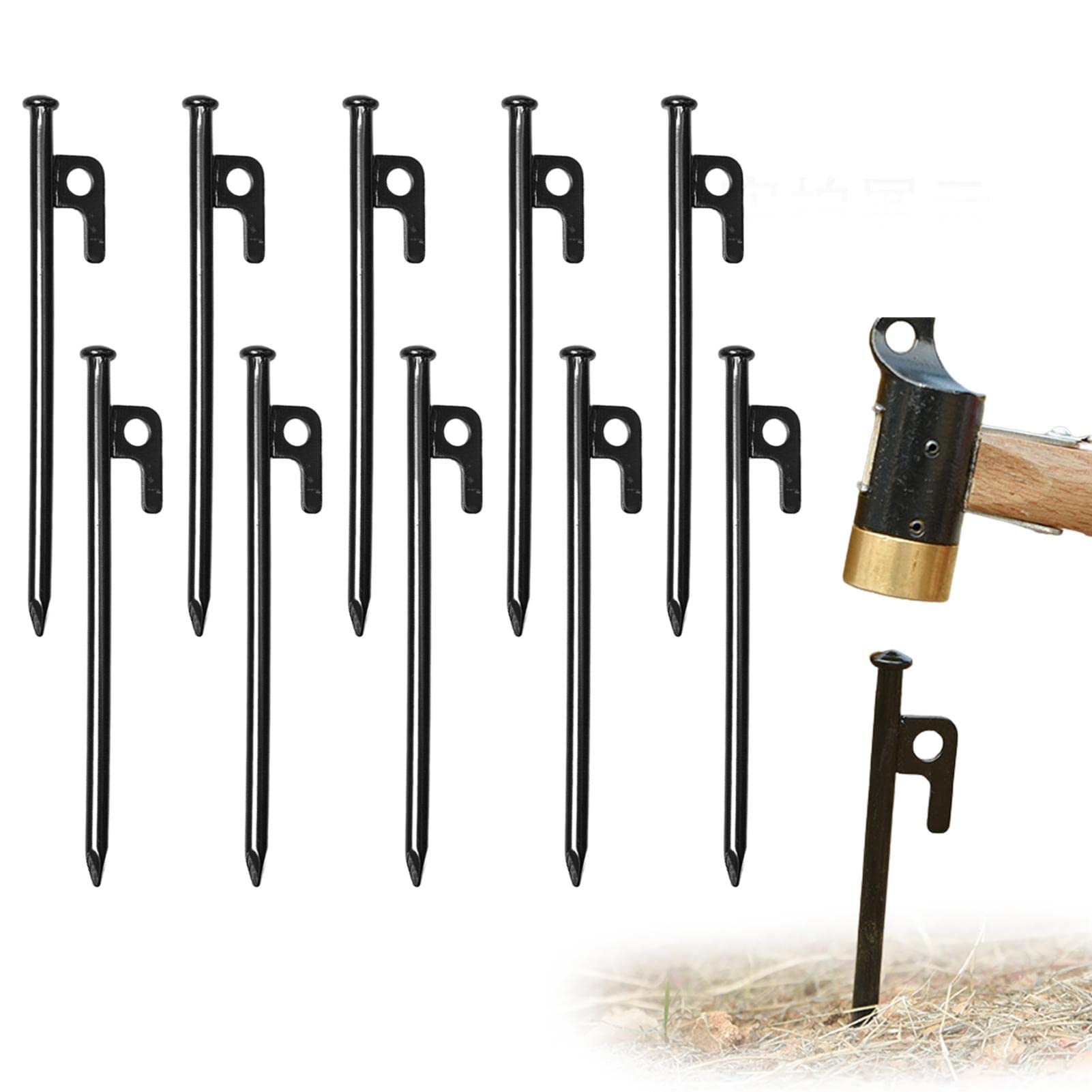 Estacas para tienda de campaña Kink-au de acero resistente de 30 cm para suelos duros