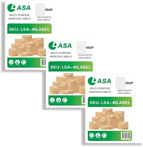 LASA 45 UP A4 Sheets Barcode Adhesive Label - 3 Pack