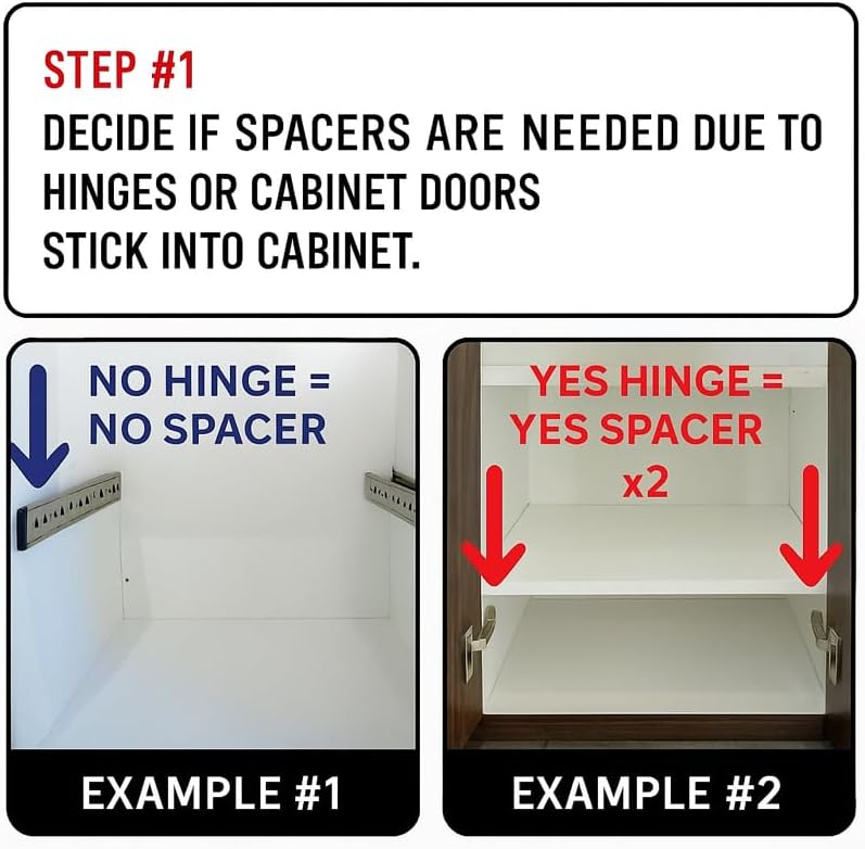 Drawer Slide Spacer Set (4-Pack) – Universal Fit for Face Frame & Frameless Cabinets – Plastic Shim for Side Mount Drawer Slides – Durable & Easy to Install (4-Pack, 1" Inch)