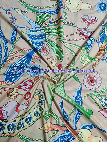 The Yard - Tessuto in voile con stampa indiana a blocchi di Jaipuri con stampa etnica di pavone e sanganer Kurti in cotone, per sartoria, cucito e trapuntatura zingara