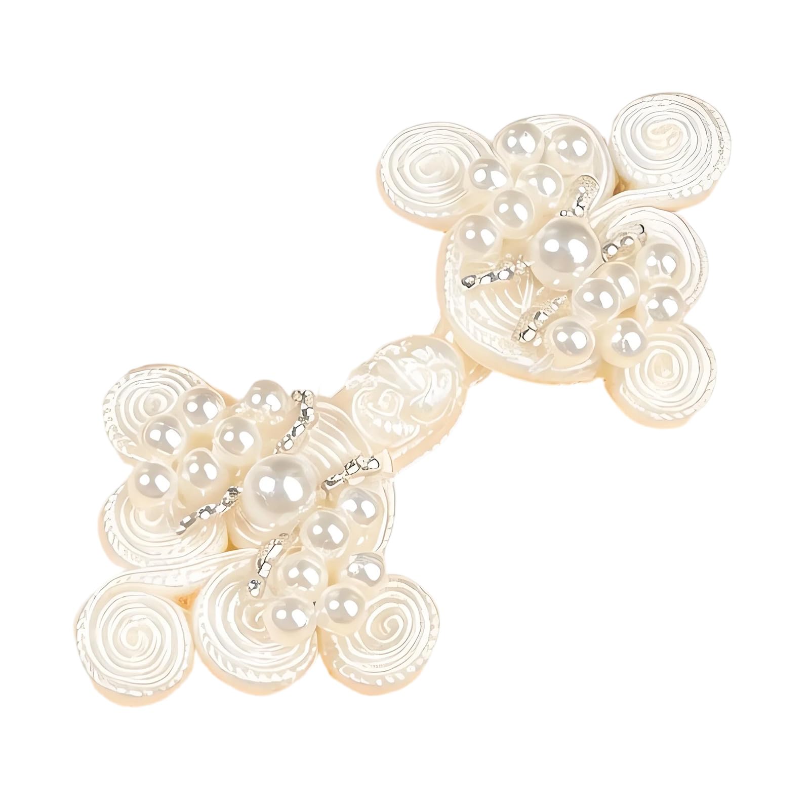 NMFLAB Delicate Satins Fabric Knot Button Decoration with Golden Pearls for Ethnic Garments Handcrafted Sateen Button
