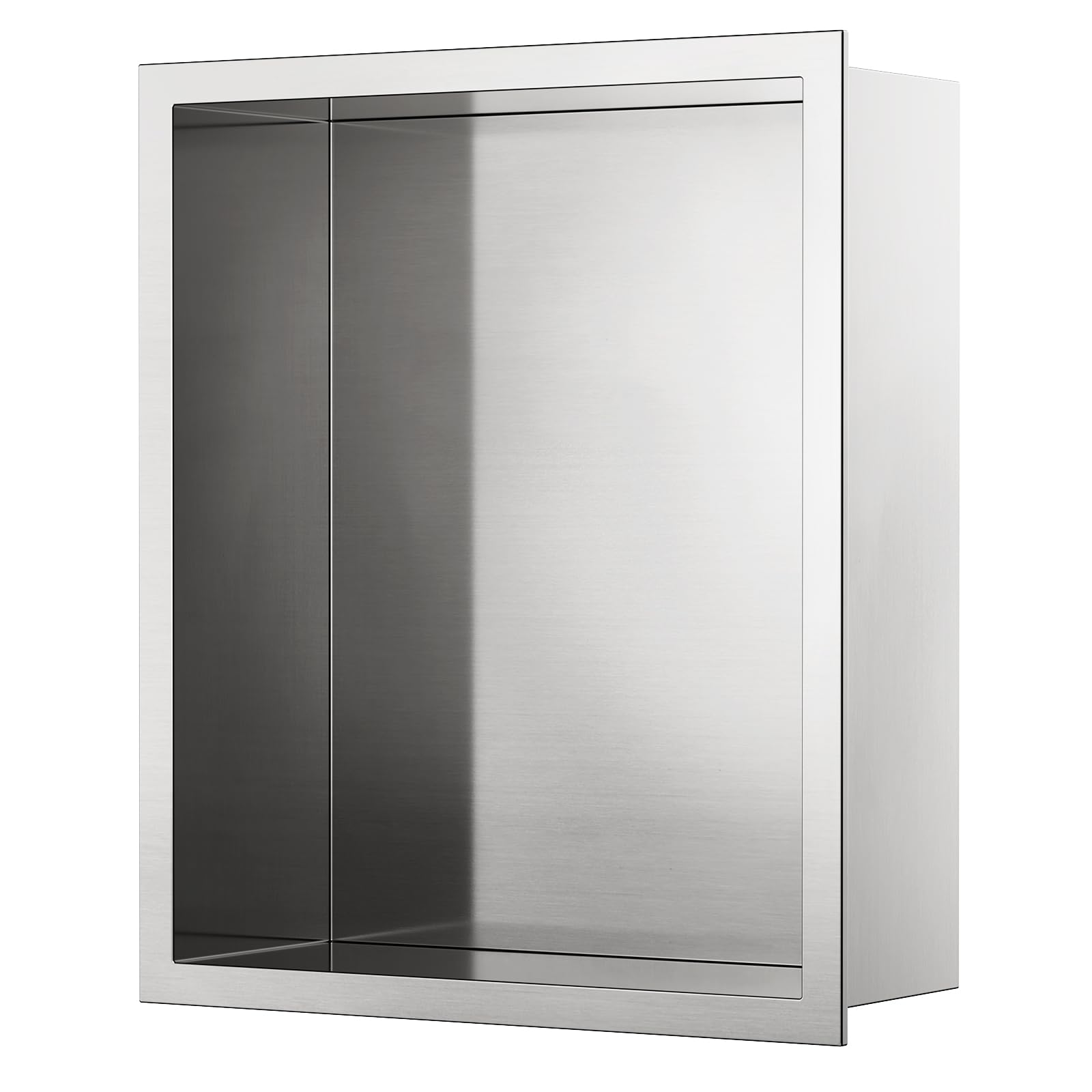 KEOKBON Shower Niche Stainless Steel, 25x30cm Niche Wall Insert, Recessed Shower Shelf No Tile Required Bathroom Storage for Shower Essential, Nano Silver