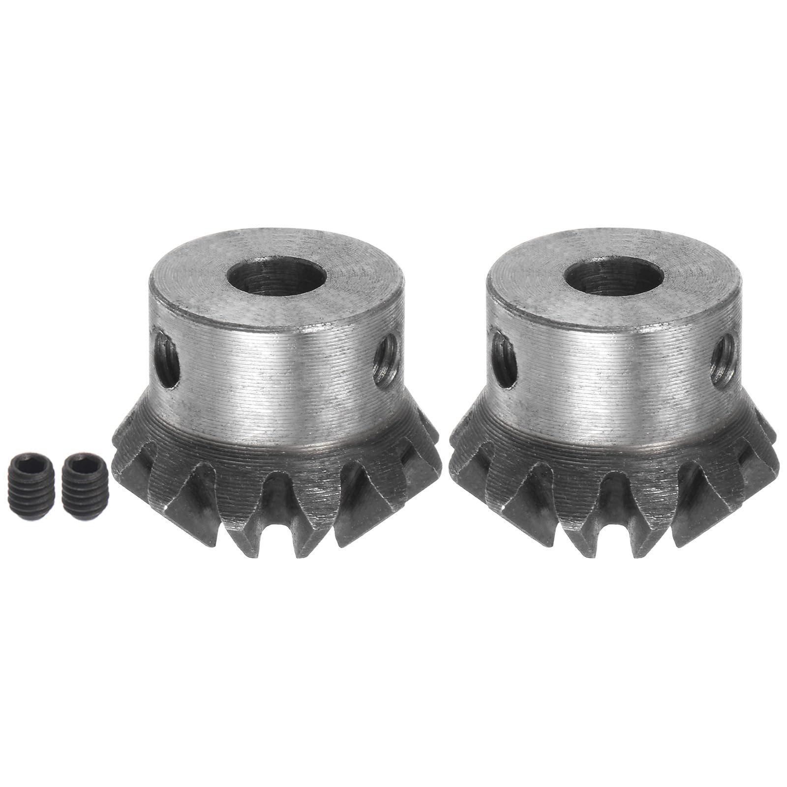 HARFINGTON 2pcs Bevel Gear 1M 12 Teeth 6mm Shaft Hole 1:1 Tapered Bevel Pinion Gear 45# Steel 2 Module 90 Degree Steering Gear, for Hardware Mechanical Rotation