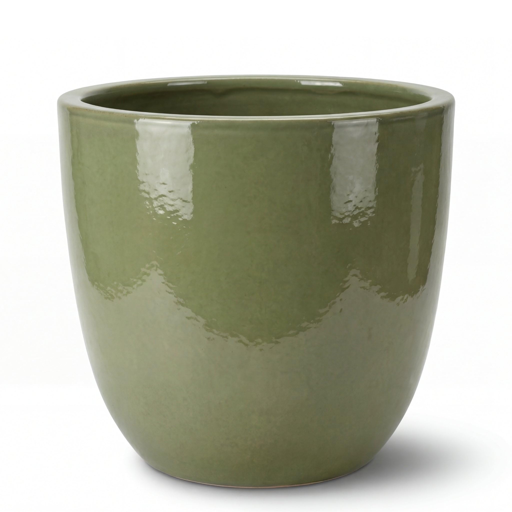 Lancelot Keramik Pflanzkübel Ø 47 x H 41 cm Jade-Perle — Pflanzgefäß groß frostbeständig handgefertigt glasierte Terrakotta Übertopf Garten Terrasse Balkon