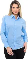 Camisa Social Feminina Premium Tipo Linho Executiva Estruturada Manga Longa