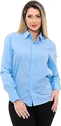 Camisa Social Feminina Premium Tipo Linho Executiva Estruturada Manga Longa