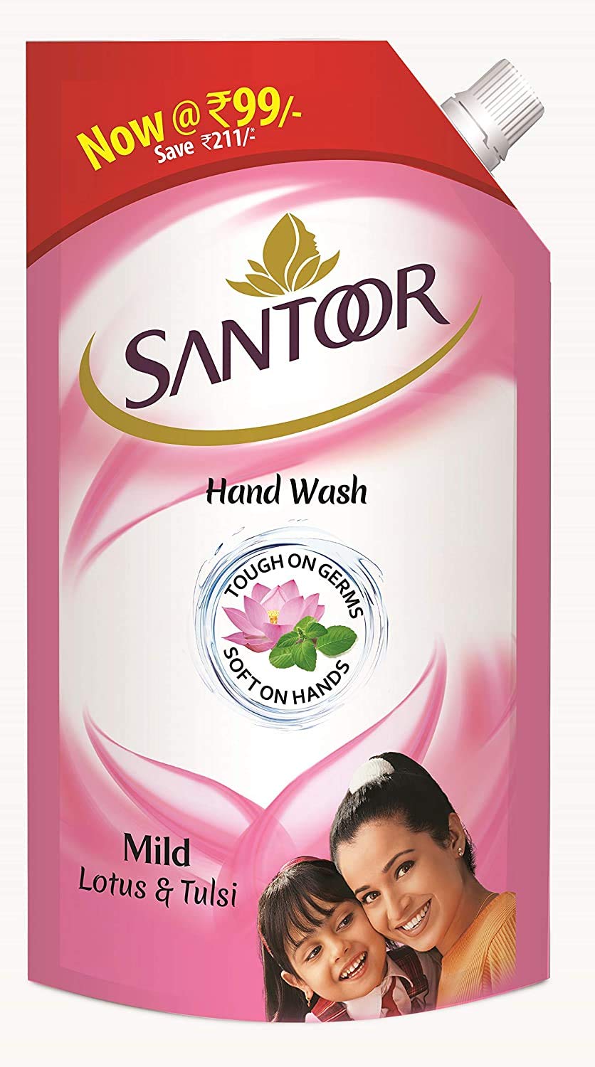 Santoor Mild Hand Wash - 650ml (Lotus & Tulsi)