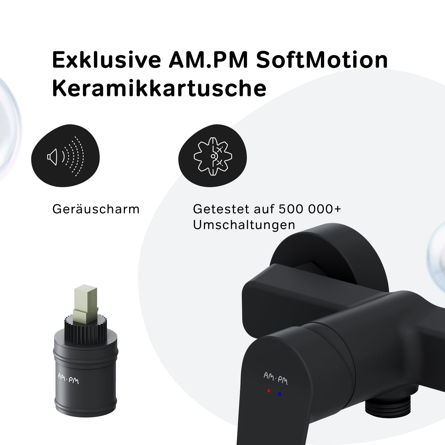 Duscharmatur Schwarz Matt Einhebelmischer, Mischbatterie Dusche, Badarmatur Einhand-Brausebatterie, Armatur Dusche für Badezimmer, Einhand-Brausearmatur, AM.PM Hit FTA20022