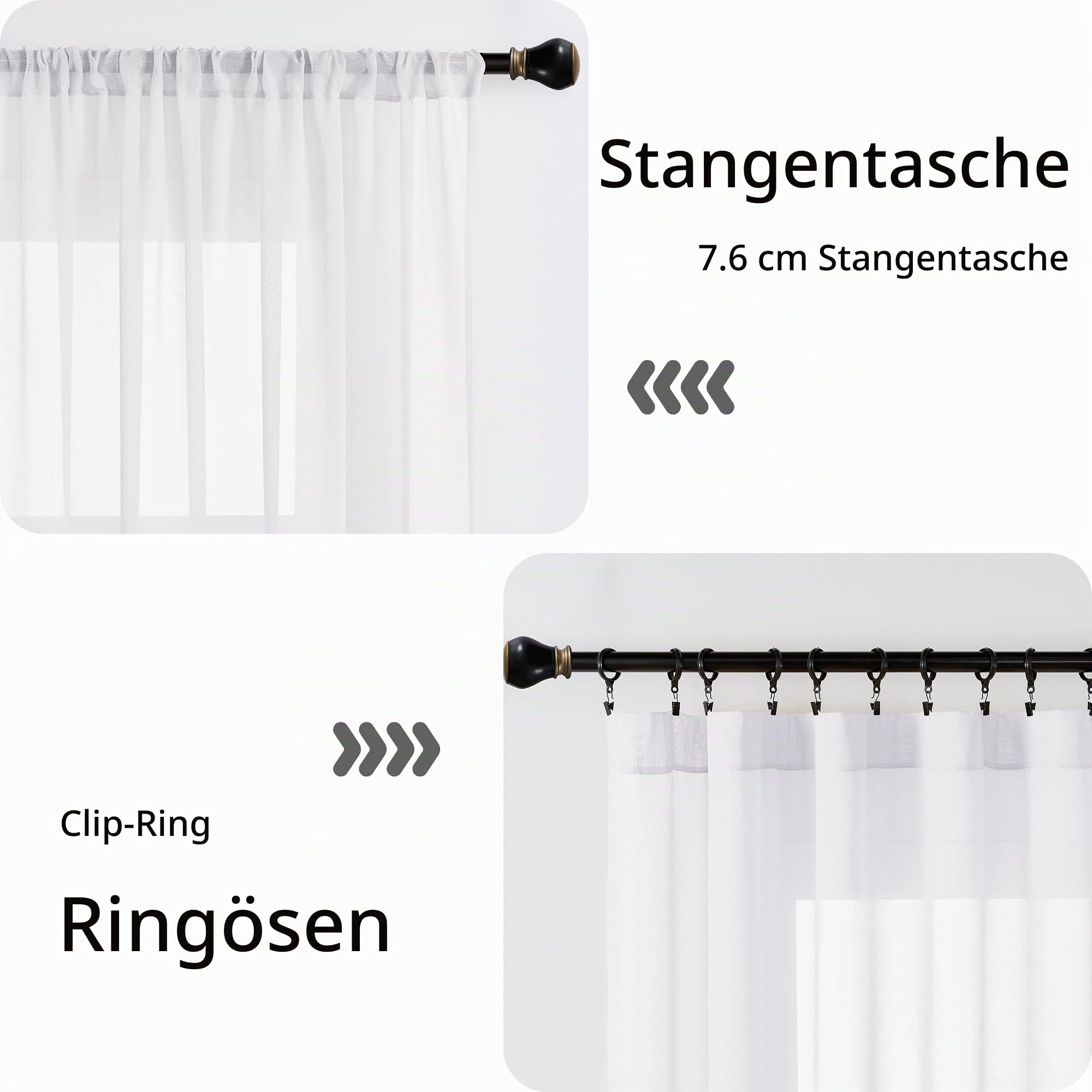 Tollpiz Durchsichtiger Türvorhang, Leinenstruktur, durchscheinend, lichtfilternd, Voile, Terrasse, Glastür, Stangentasche, französische Tür, 137,2 x 183,9 cm lang, Weiß, 1 Stück, sdsgdlwhite5472