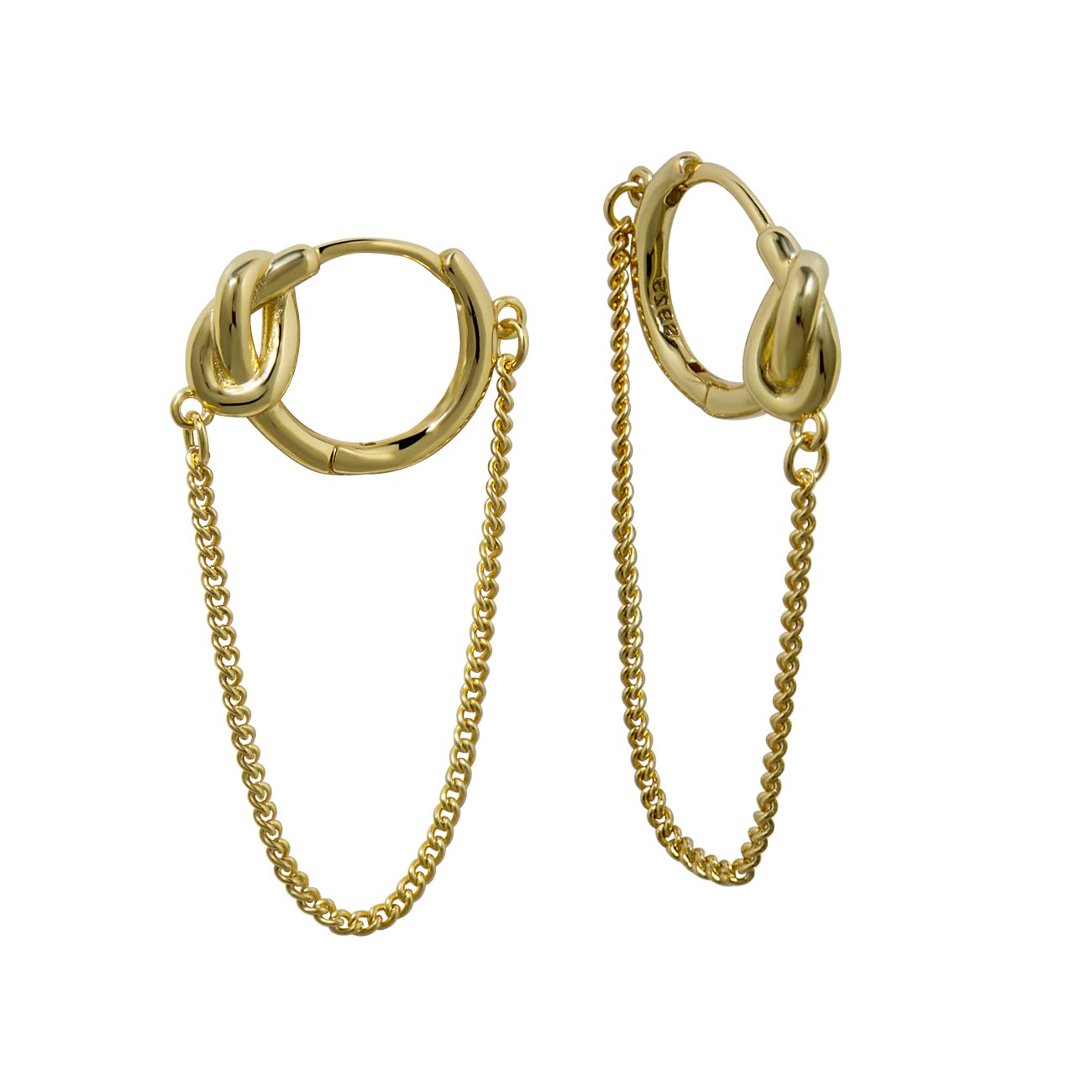 CISHOP Love Knot Chain Earrings for Women Tassel Drop Dangle Hoop Earrings Cuff Earrings Huggie Stud Sterling Silver, 18K Gold Plated