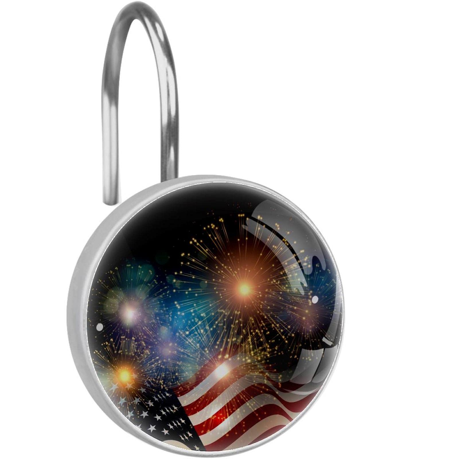 Crochets pour rideau de douche en acier inoxydable durable style feu d'artifice