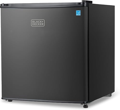 BLACK+DECKER Refrigerador compacto de 1.7 pies cúbicos, certificado ENERGY STAR, mini refrigerador de una sola puerta con compartimento enfriador,