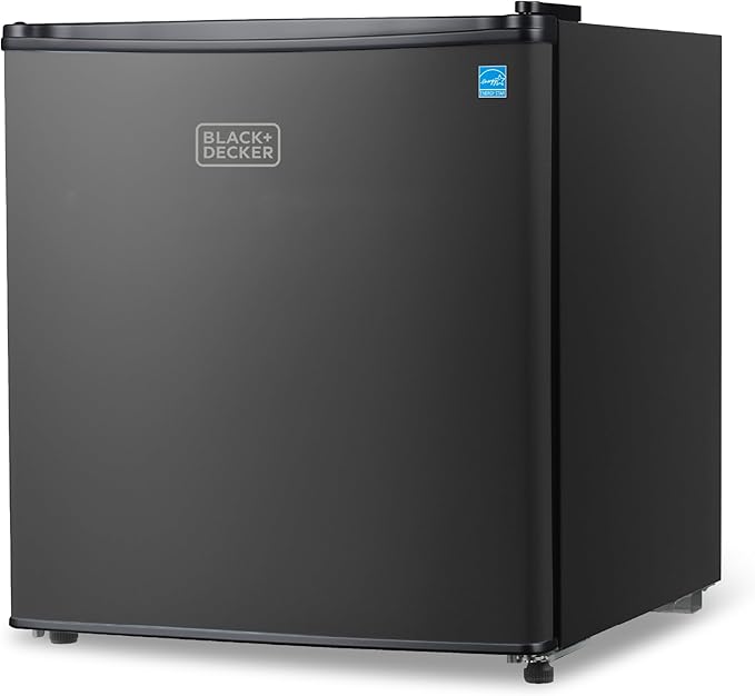 BLACK+DECKER 1.7 Cu. Ft. Compact Refrigerator, ENERGY STAR Certified, Single Door Mini Fridge with Chiller Compartment, Personal Fridge for Home or Dorm Room, R600a Refrigerant, BCRK17B, Black on Fridge.com