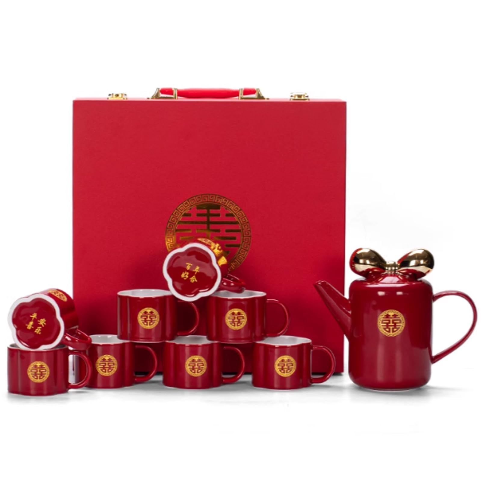 Service à thé Kungfu rouge pour cérémonie de mariage traditionnel en famille