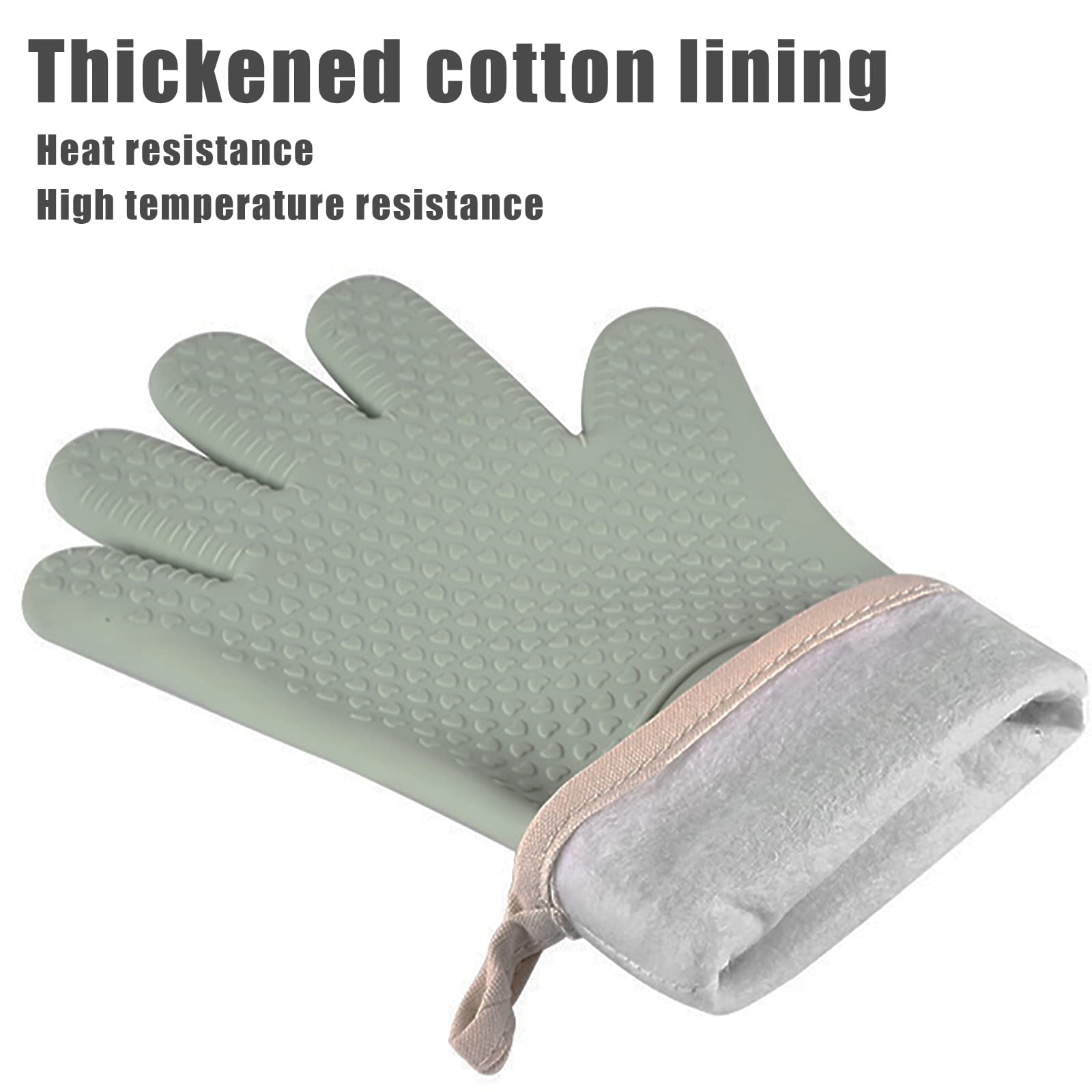 Guantes de silicona para barbacoa, guantes largos de horno de cocina con capa interior de algodón para barbacoa, cocinar, hornear, ahumador, verde, una pieza de