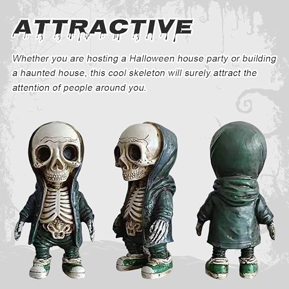 Halloween Skeleton Figurine Skeletons Halloween Decor Figure Skull Ornament Gothic Home Decorations Gifts for Kids and Adults 15cm - B