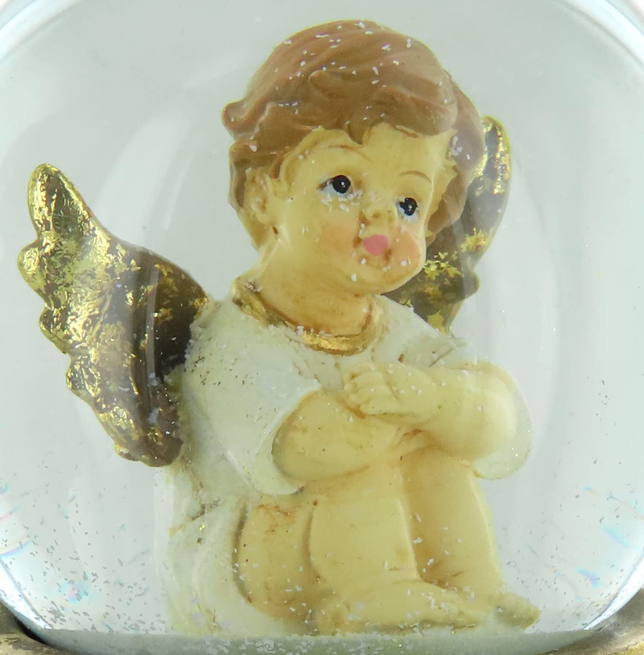 Boule à Neige Musicale animée de Noël avec Globe en Verre, boîte à Musique, Neige, Ange songeur et mécanisme Musical à Ressort de 18 Notes (Réf: 62066) - Ave Maria (Charles Gounod)