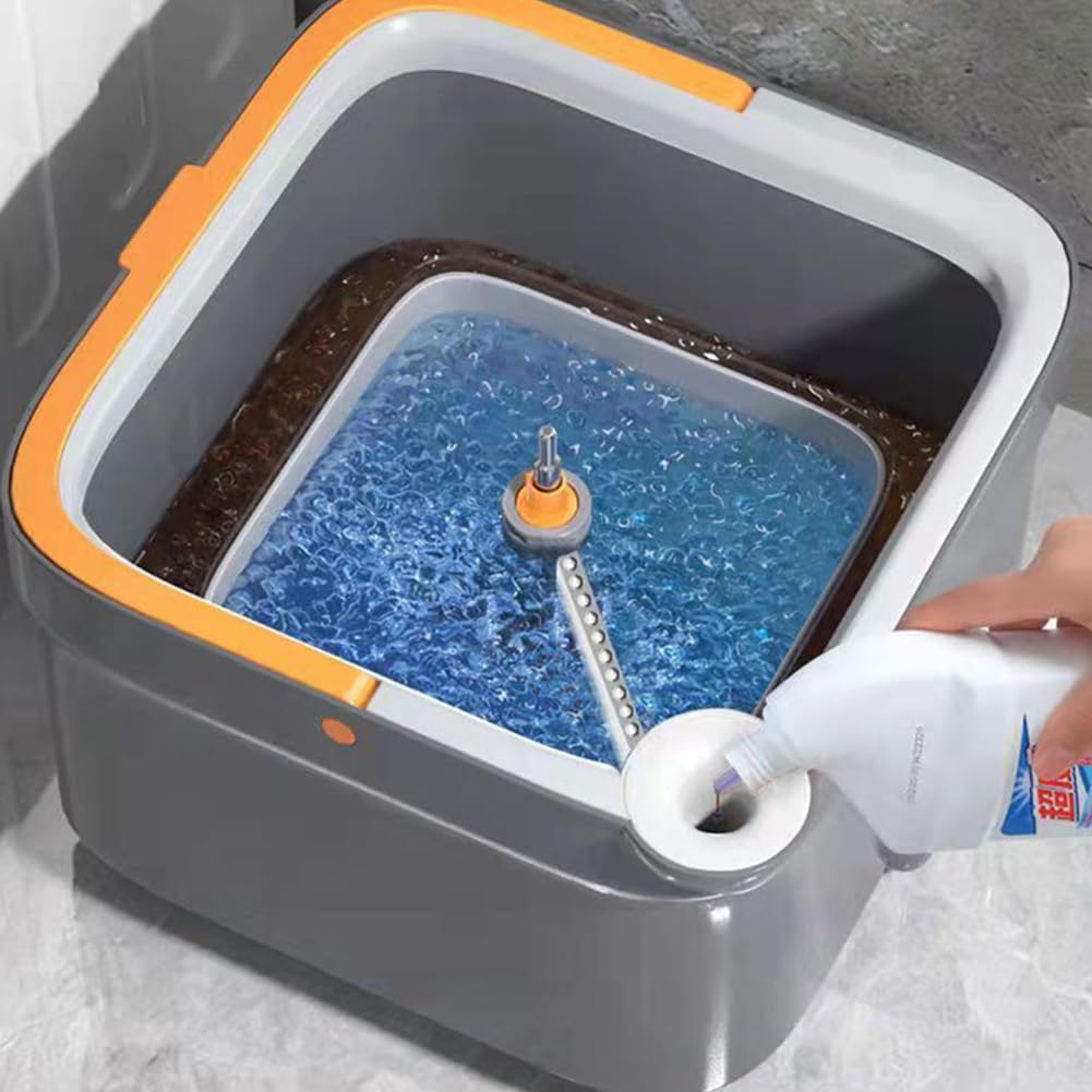 Mopa giratoria M16, mopa cuadrada giratoria y cubo con juego de escurridor, fregona retráctil giratoria de 360°, separación de manchas, autolavado, trapeador cuadrado giratorio para uso en