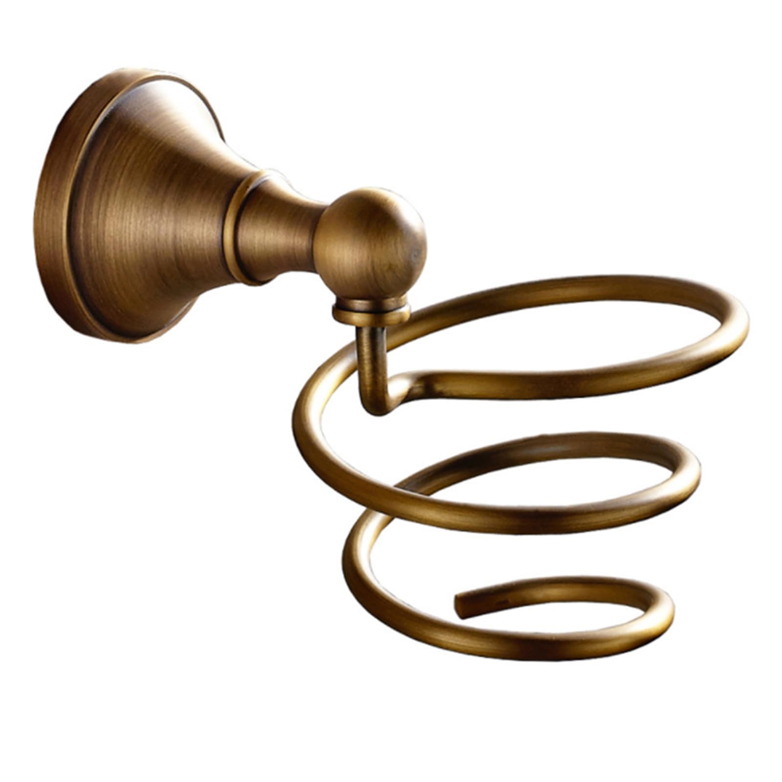 Soporte para secador de pelo en espiral montado en la pared para baño y salón de belleza, organizador de secador de pelo de cobre con acabado de latón