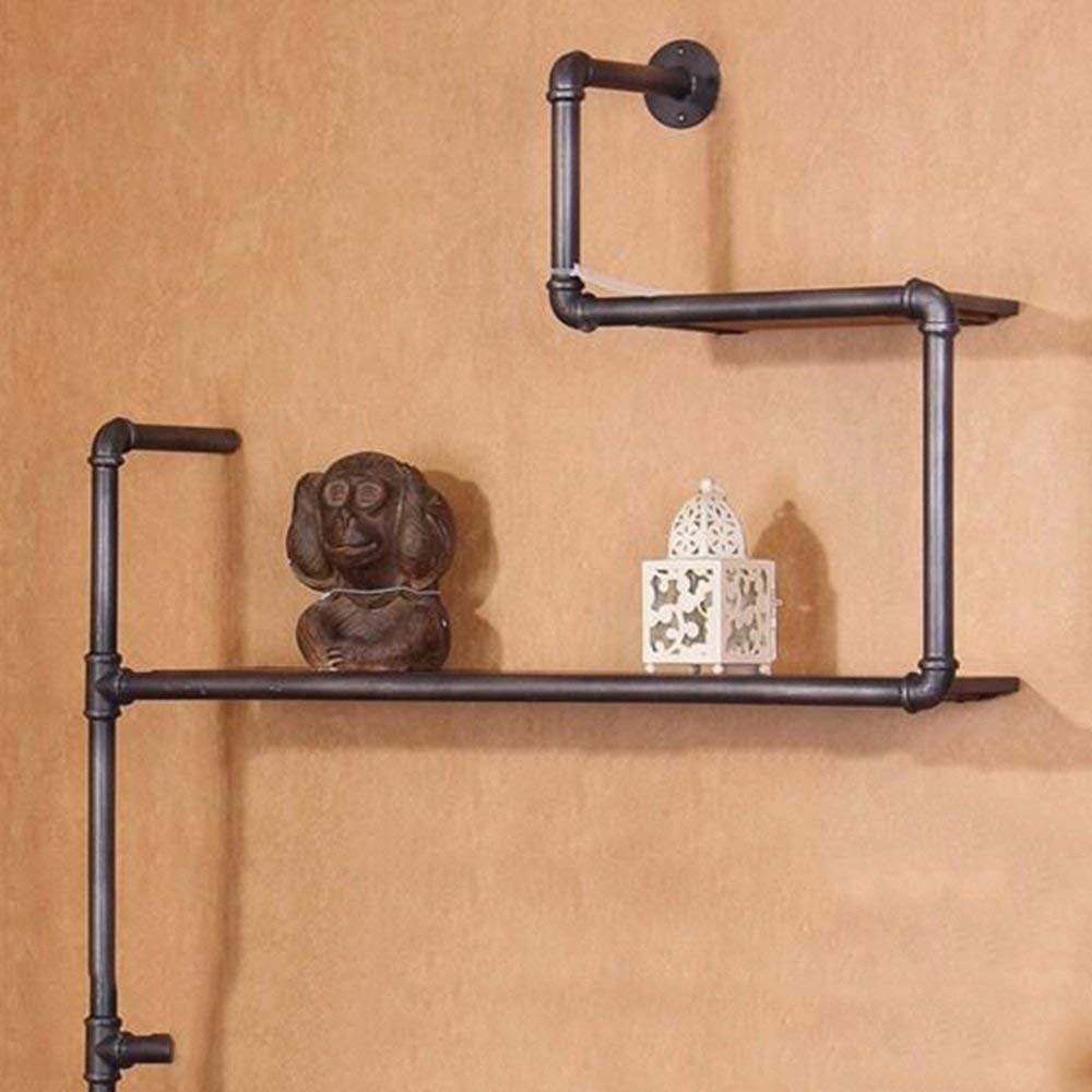 MU Estanterías para el hogar Estanterías Bastidores de Madera Maciza montados en la Pared Hierro L120 * W13 * H90Cm Bastidores