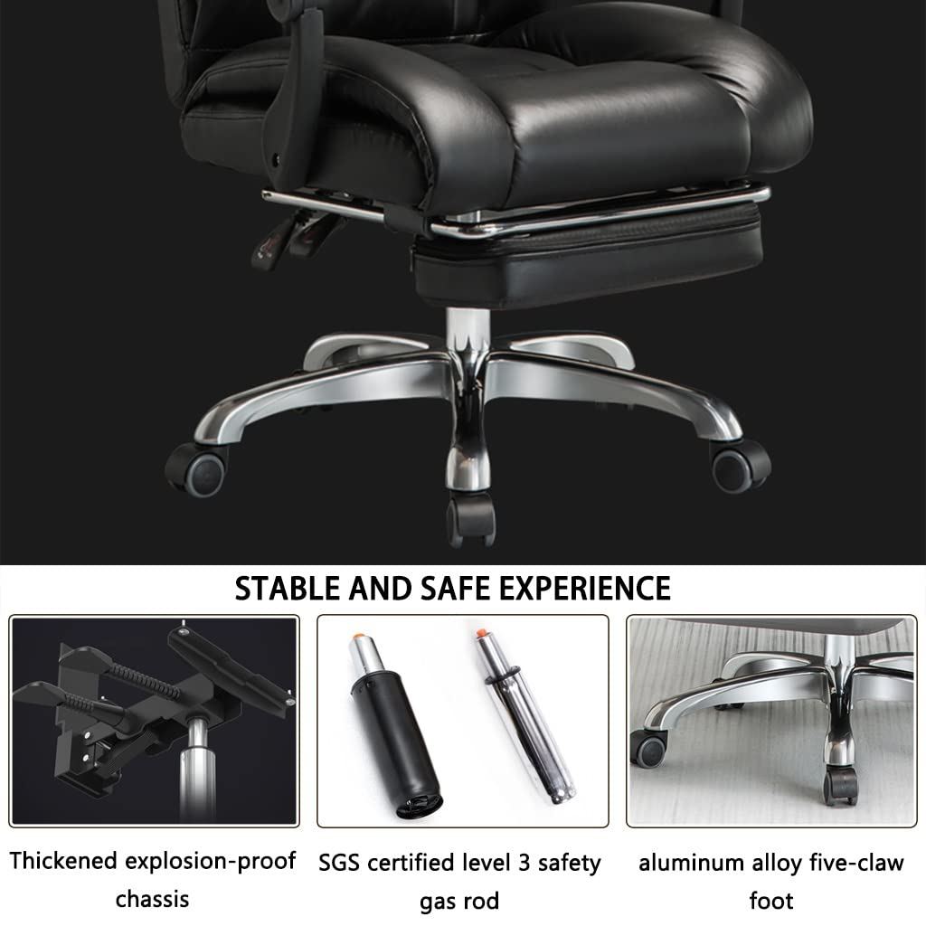 Generico Sedia da Ufficio Robusta - Sedia da scrivania ergonomica direzionale con Elevata capacità di carico per Uso Professionale e Domestico (Nero 107 115 * 51cm)