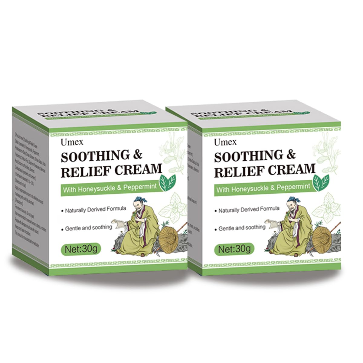 Umex Herbal Soothing Cream - Intensive Moisturizer with Honeysuckle, Mint & Traditional Herbal Complex - Calming Relief for Dry, Itchy & Irritated Skin - Non-Greasy Face & Body Cream - 2.12 oz