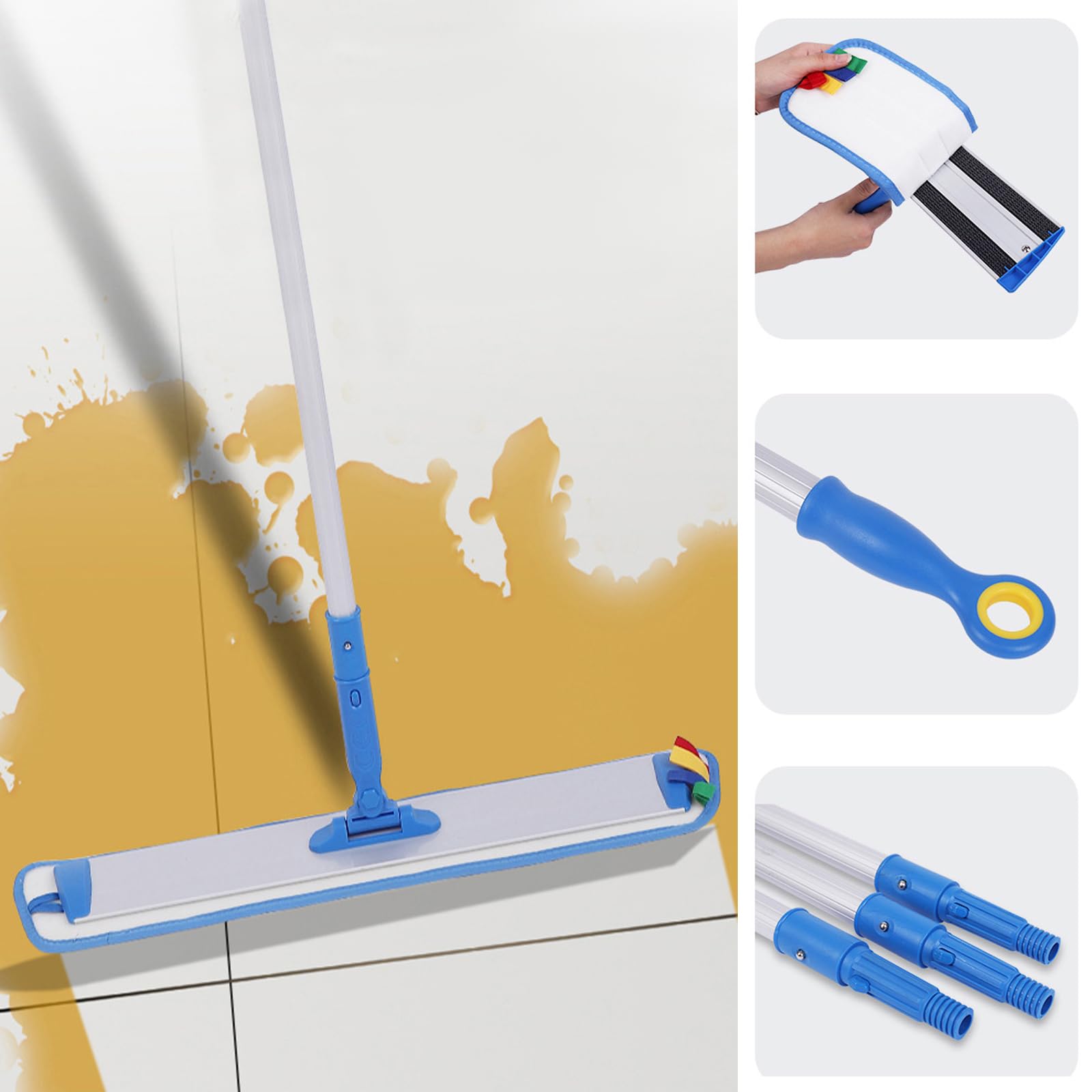 Mop per pulizia profonda, mop per pavimenti in fibra ultra fine per la pulizia dei pavimenti, mop piatto, mop eccellente e robusto, utilizzato per la pulizia della casa[60cm]
