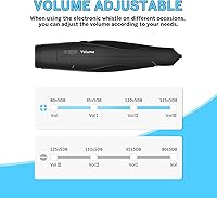 Vista 3 de Silbato electrónico, silbatos electrónicos de mano, silbato de alto volumen de 3 tonos de emergencia, silbato de volumen ajustable con cordón