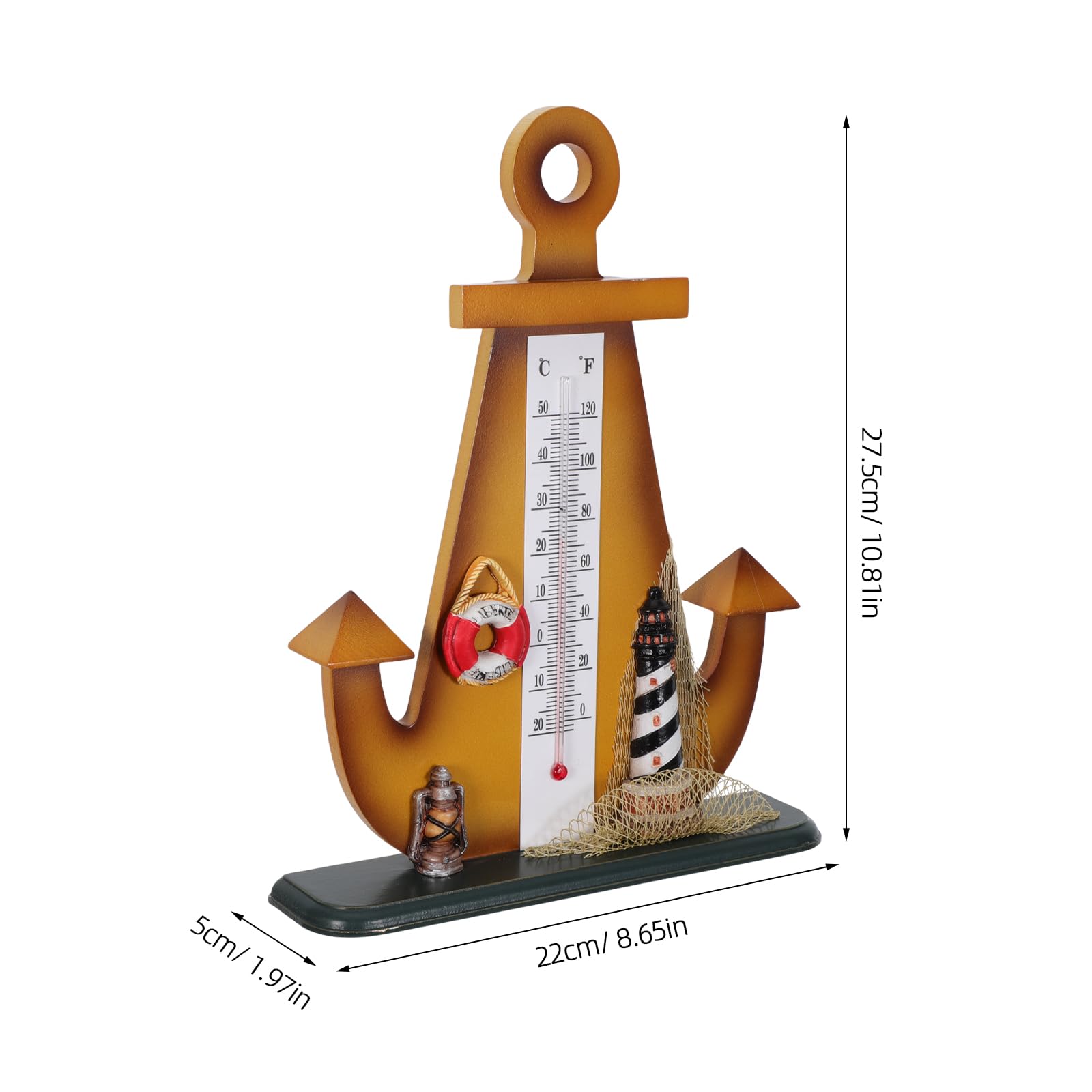 BESTonZON Termometro Nautico da Tavolo in Stile Ancora Retrò, Decorazione Marina per Interno ed Esterno, Misuratore di Temperatura Compatto per Casa, Ufficio e Giardino