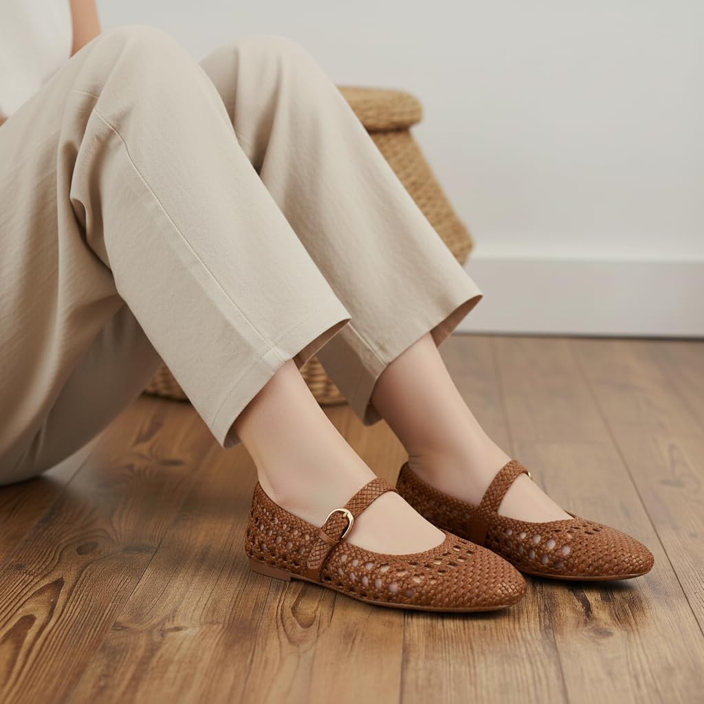 CUSHIONAIRE Windsor Woven Womens Flats with Adjustable Strap – Comfortable Mary Jane Ballet Flats for Women - Image 3