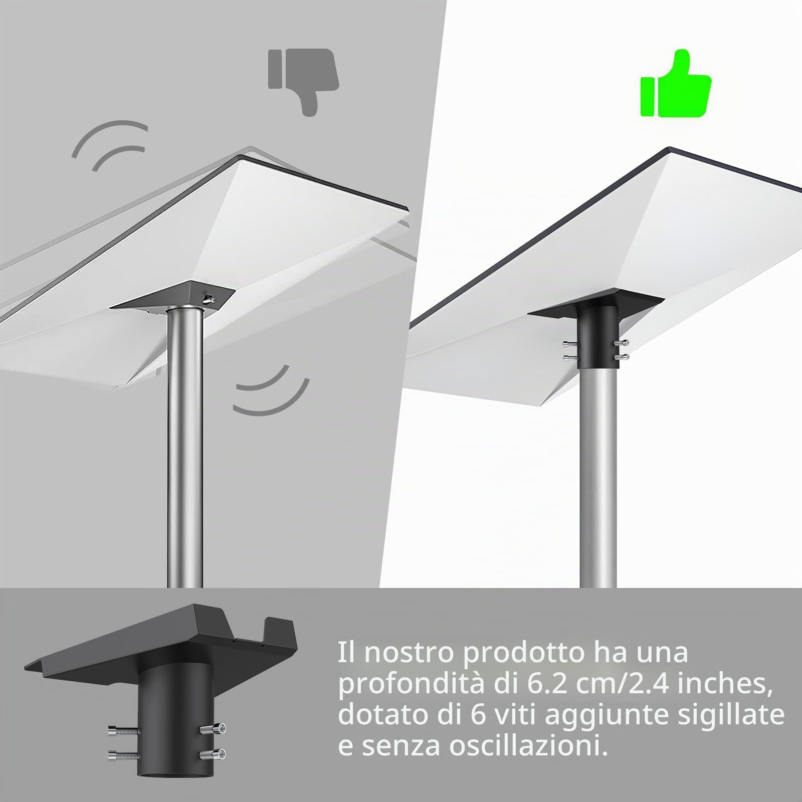 Justech Adattatore per Tubi Starlink Gen 3 a 360° Regolabile Supporto da Palo Starlink Gen 3 in Lega di Alluminio Compatibile con Diametro 25-53 mm Installazione Universale per Tetto Parete Giardino