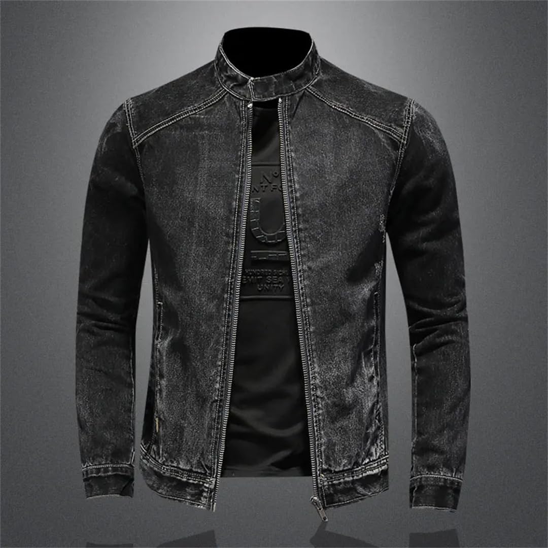 Męska kurtka bomberka w stylu vintage ze stójką dżinsowa kurtka bomberka slim fit jeans odzież wierzchnia kurtki motocyklowe