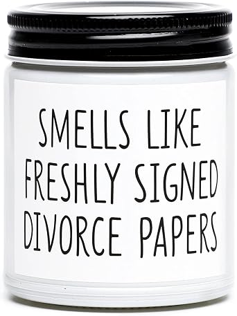 Divorce Gifts for Women, Divorce Candle,New Beginnings Gift for Women, Break Up Gift for Her, Happy Divorced Gifts, Smells Freshly Signed Divorce Papers,Lavender Vanilla Candle,7oz