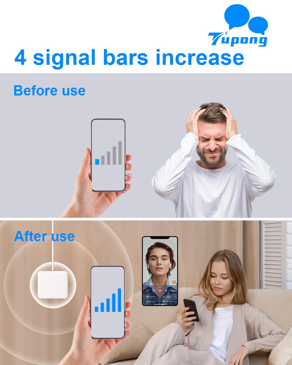 Cell Phone Booster for Home up to 9000 Sq Ft, Cell Phone Signal Booster  with Indoor Antennas Outdoor Antenna Rolls of Cables for All