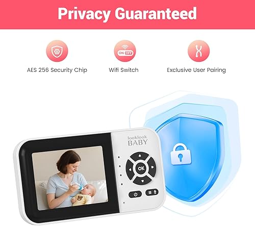 Miniatura 7 de Monitor de video para bebé con aplicación y pantalla 1080P, detección inteligente de llanto AI y detección de rostro, 8 canciones de cuna,