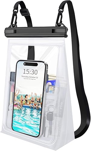 Funda impermeable grande para teléfono móvil, funda impermeable para iPhone 14 13 Pro Max 12 Plus 11 XS XR X Samsung hasta 8.5 pulgadas, IPX8 a