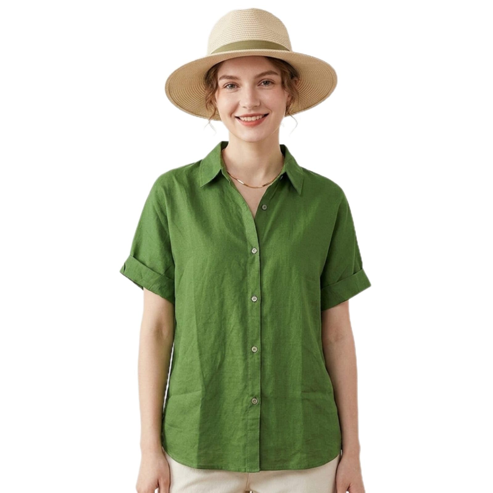 Women's Regular Fit Solid Cotton Casual Shirt | Full Sleeve/Roll-up Collared Western Button Down Top-picture-38