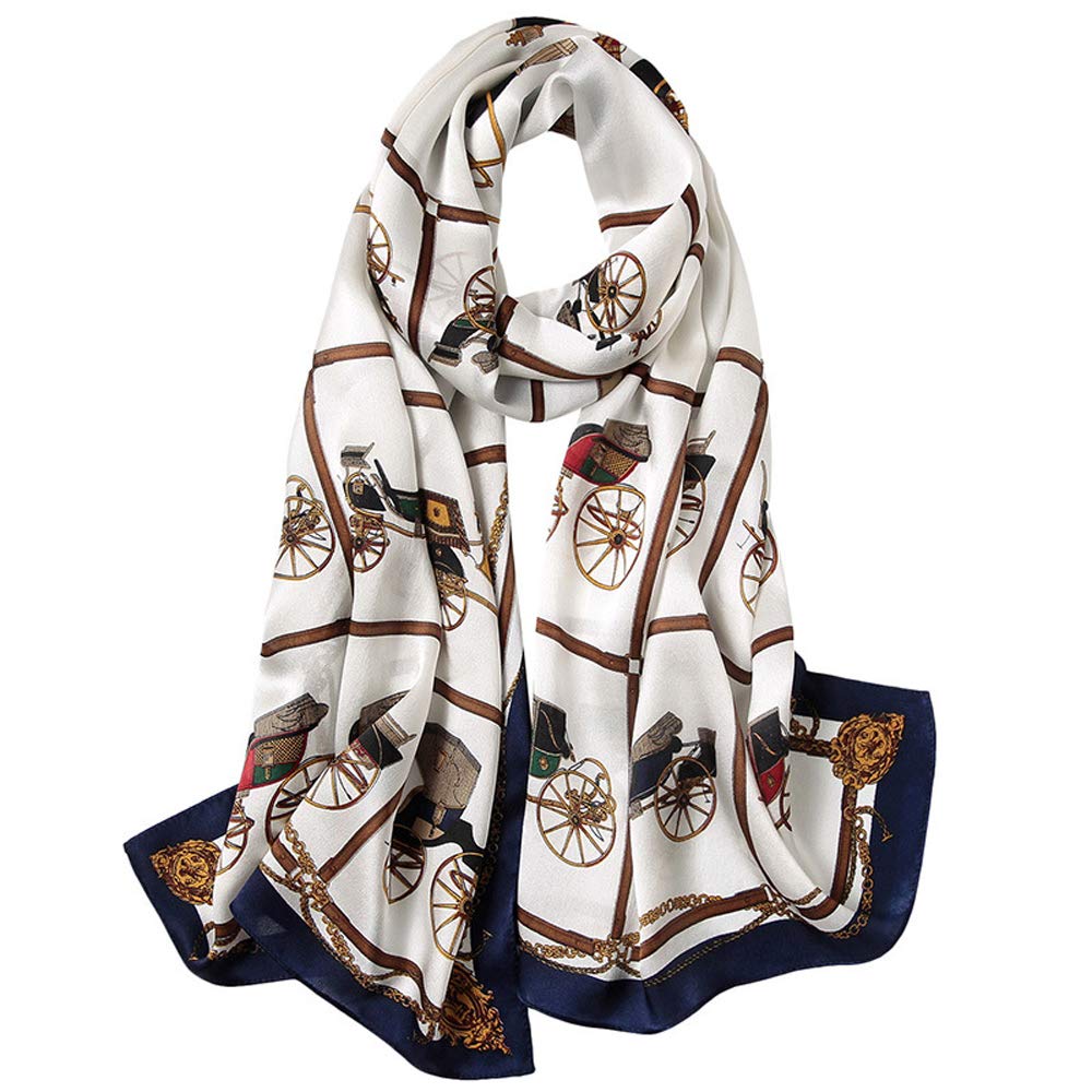 Estolas fular de seda fina natural bufanda mujer temperamento retro elegante 5