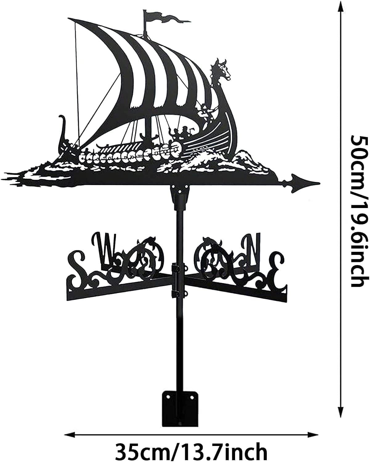 Sailing Boat Weather Vane Outdoor Weathervane Metal Weather Vane Garden Stake, Retro Farm Scene Decorative Wind Direction Indicator Kit for House, Garage, Cupola, Barn