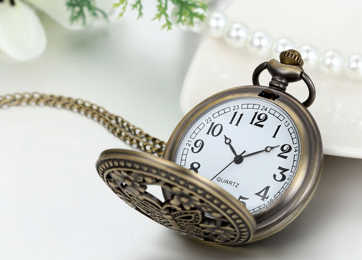 JewelryWe Prezent na Dzień Matki, retro zegarek kieszonkowy z łańcuszkiem, dla kobiet i mężczyzn, analogowy, kwarcowy, zegarek łańcuszkowy, wisiorek z łańcuszkiem, prezent dla kobiet i mężczyzn, Typ