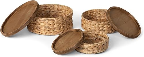 Park Hill Collection EAW20618 - Cesta de almacenamiento redonda de jacinto de agua tejida, juego de 3