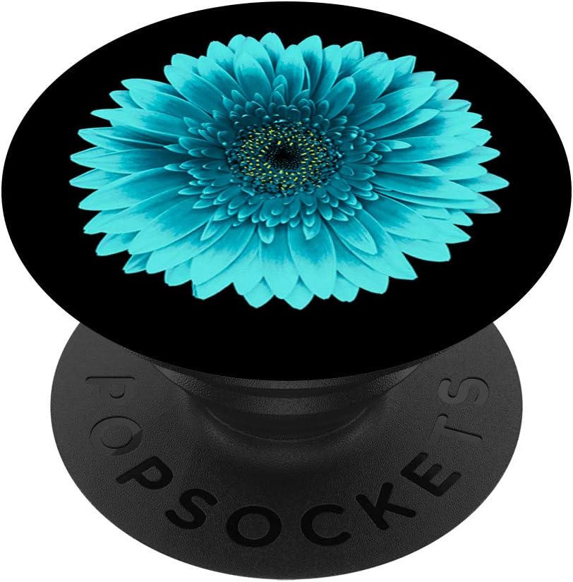 Turquoise Teal Blue Green Gebra Daisy Floral Pattern PopSockets Grip and Stand for Phones and Tablets