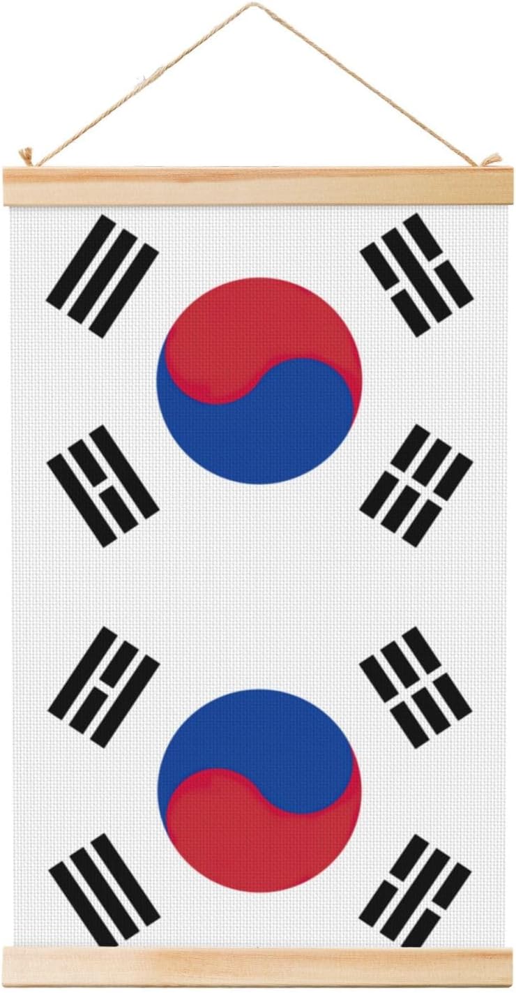 Flag Of Republic Of Korea Print Poster Hanger,Hanging Poster, Poster Frame,Wood Poster Hanger, For Wall Hanging