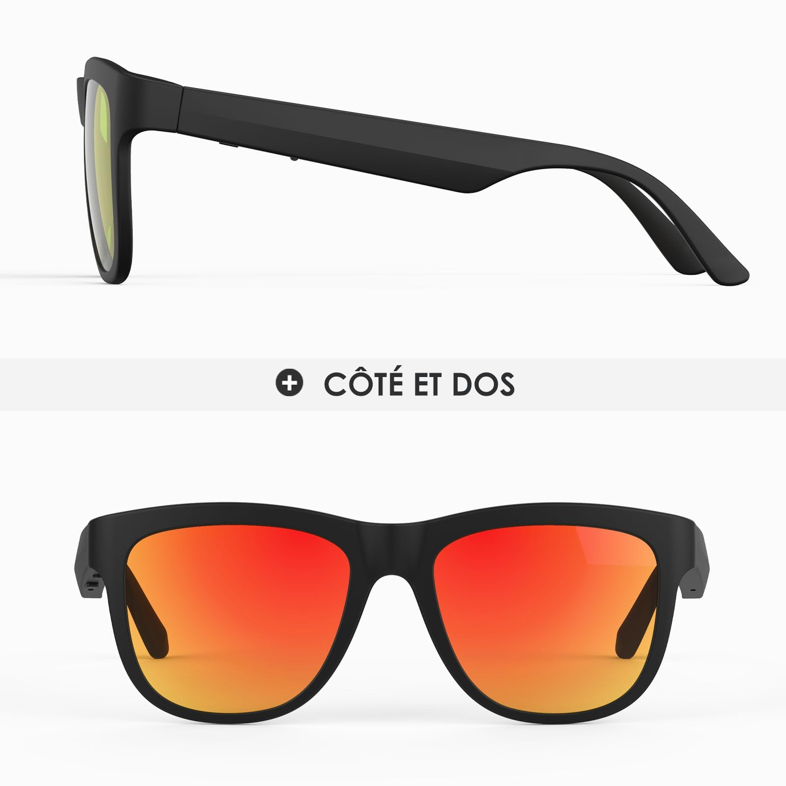 Lunettes Connectées tactil Contrôle Homme Smart Glasses Lunettes Intelligentes Ecouteur sans Fil Smart Glasses pour Android iOS Musique Telephone Sport Velo Assistant Vocal Etanche